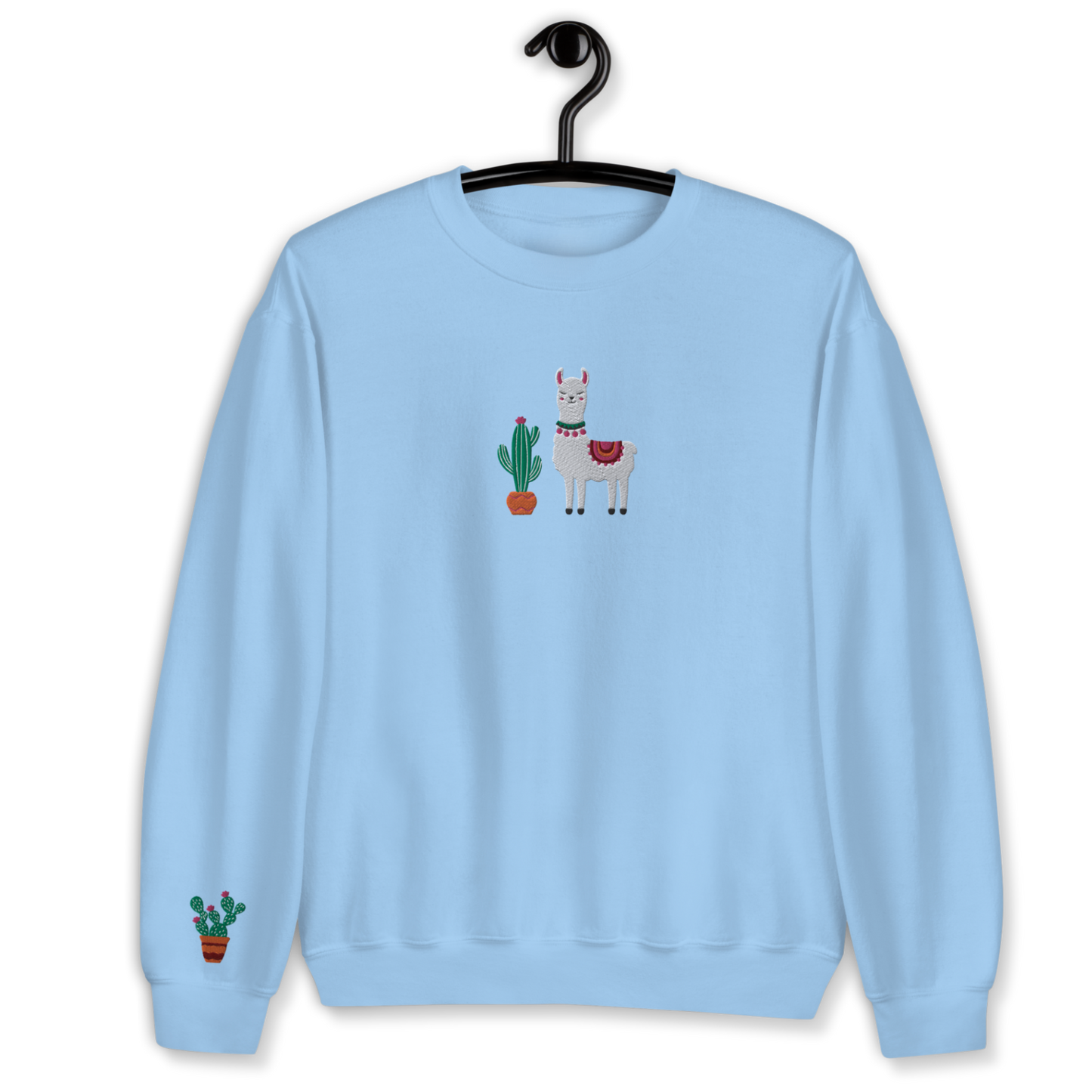 Lama and Cactus Embroidery Unisex Sweatshirt