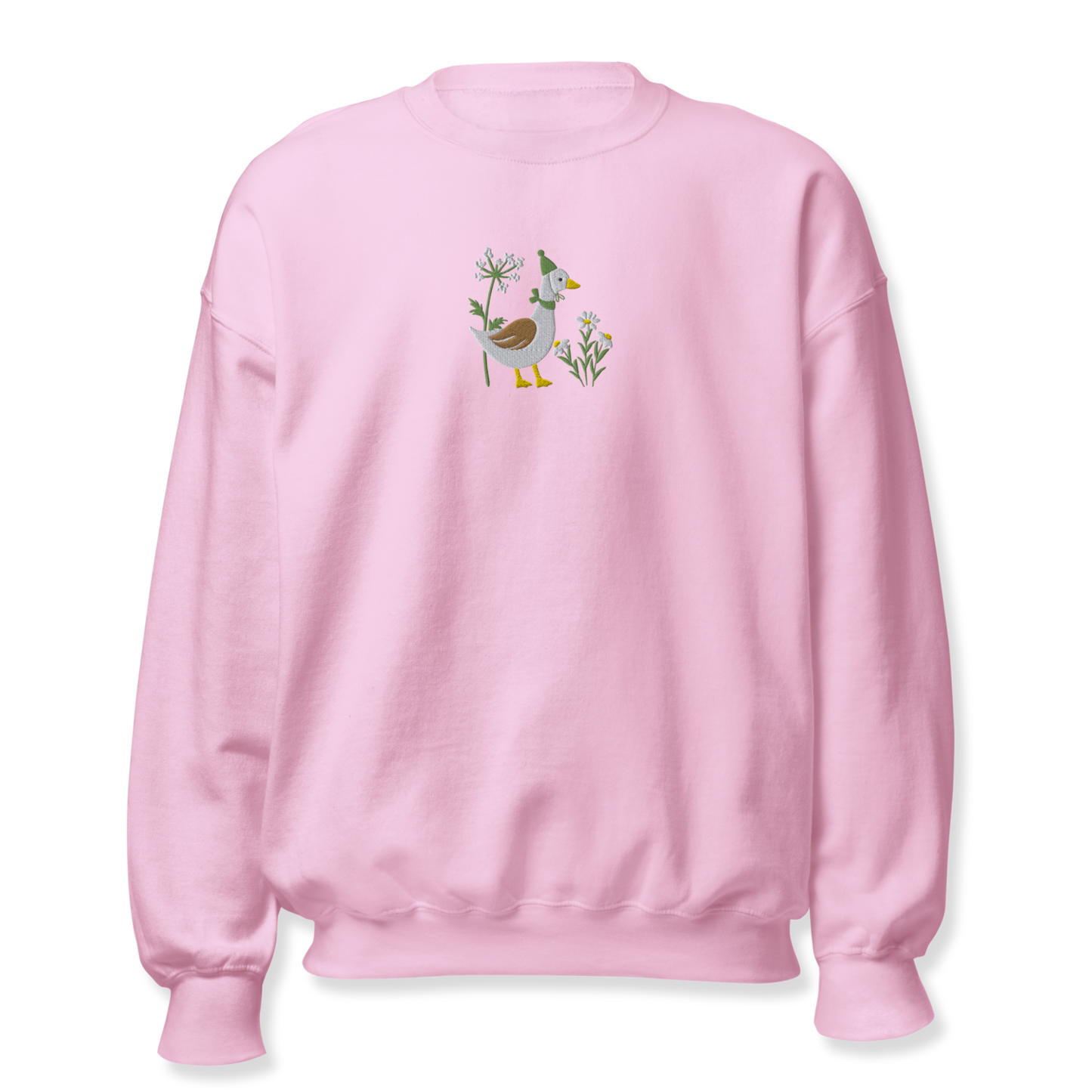 Duck with Daisy Embroidery Unisex Sweatshirt