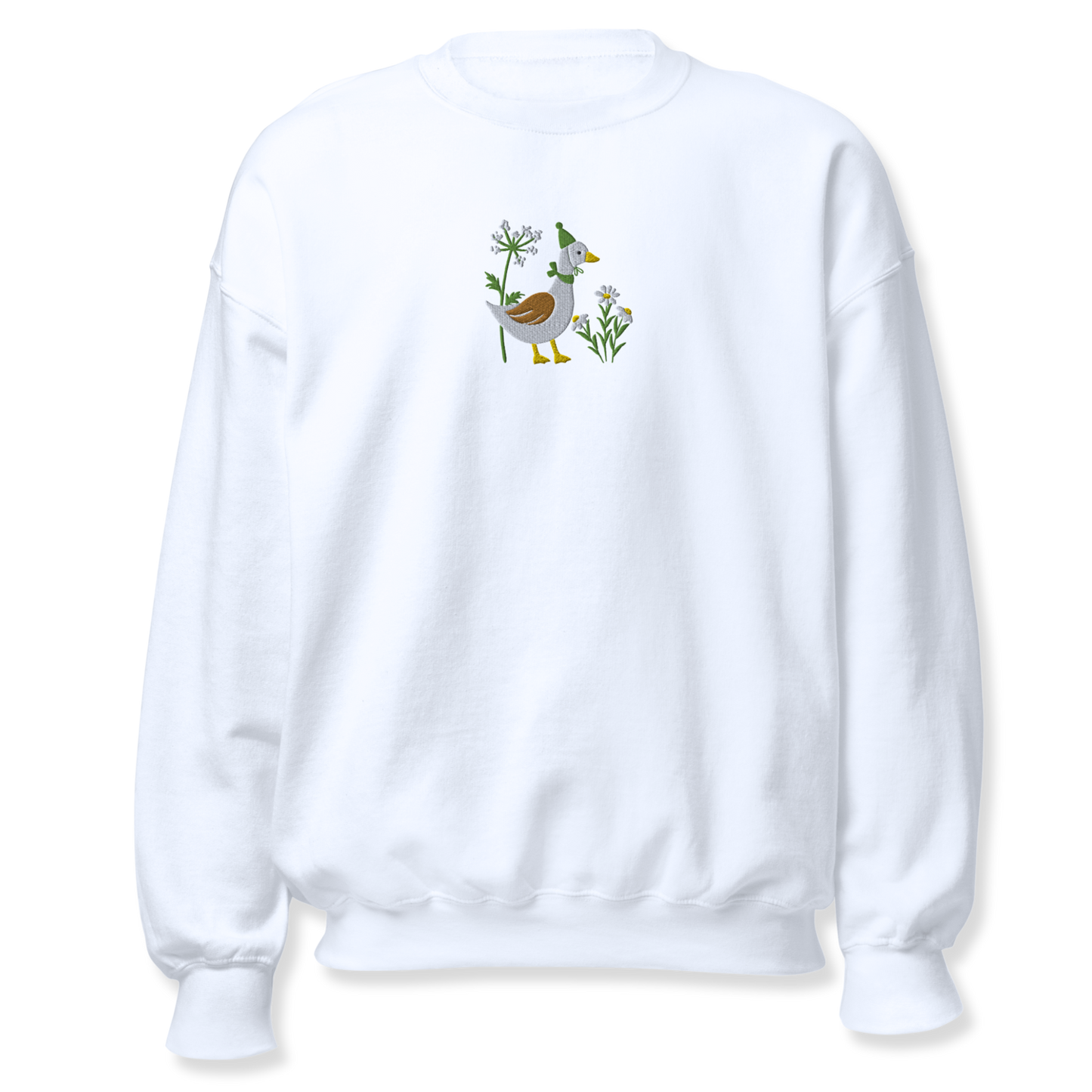 Duck with Daisy Embroidery Unisex Sweatshirt