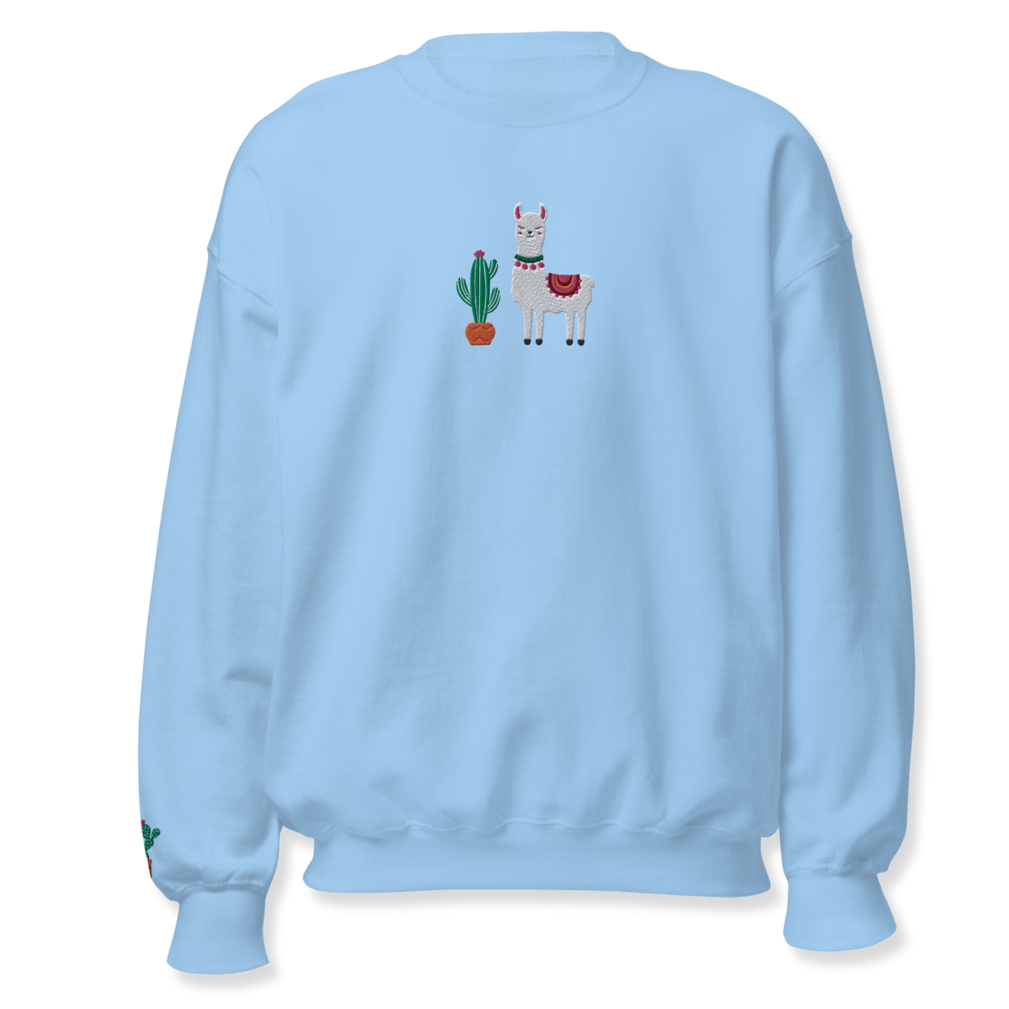 Lama and Cactus Embroidery Unisex Sweatshirt