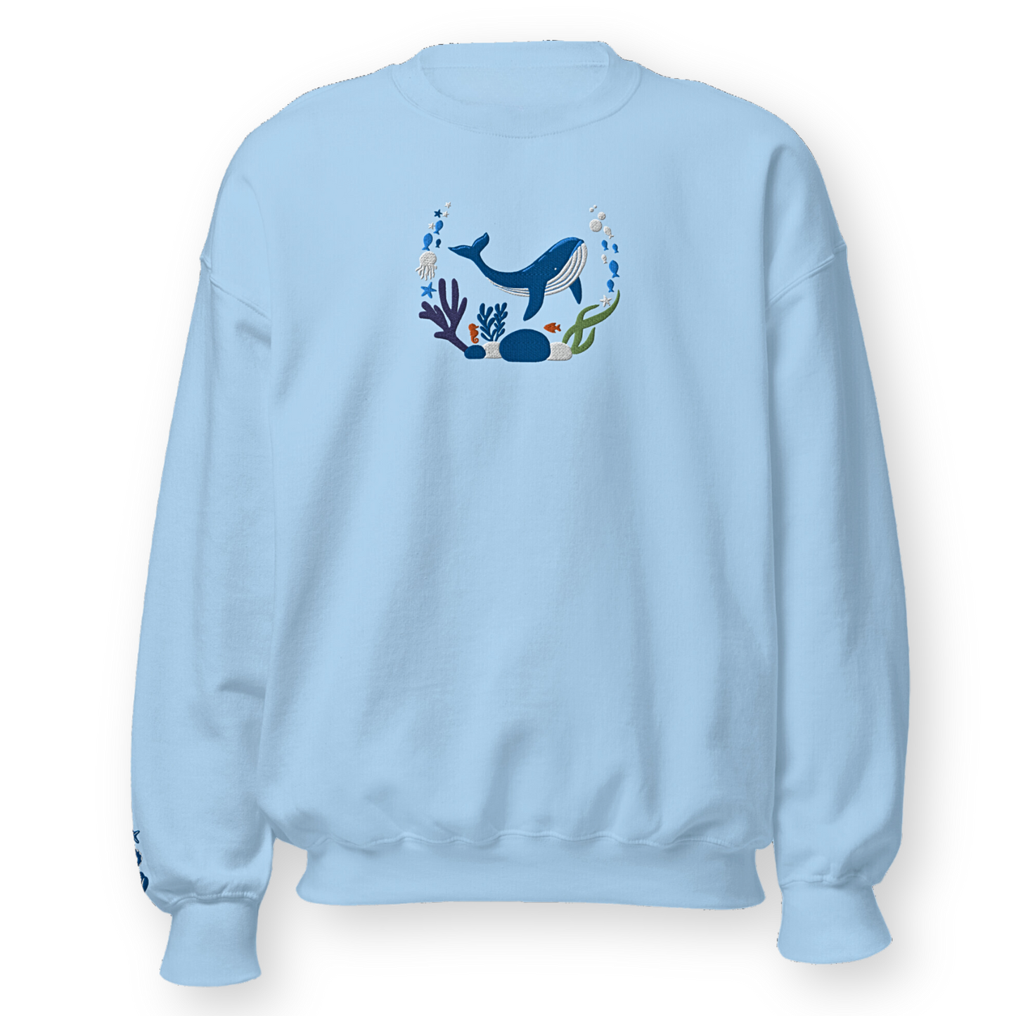 Blue Whale Embroidery Sweatshirt