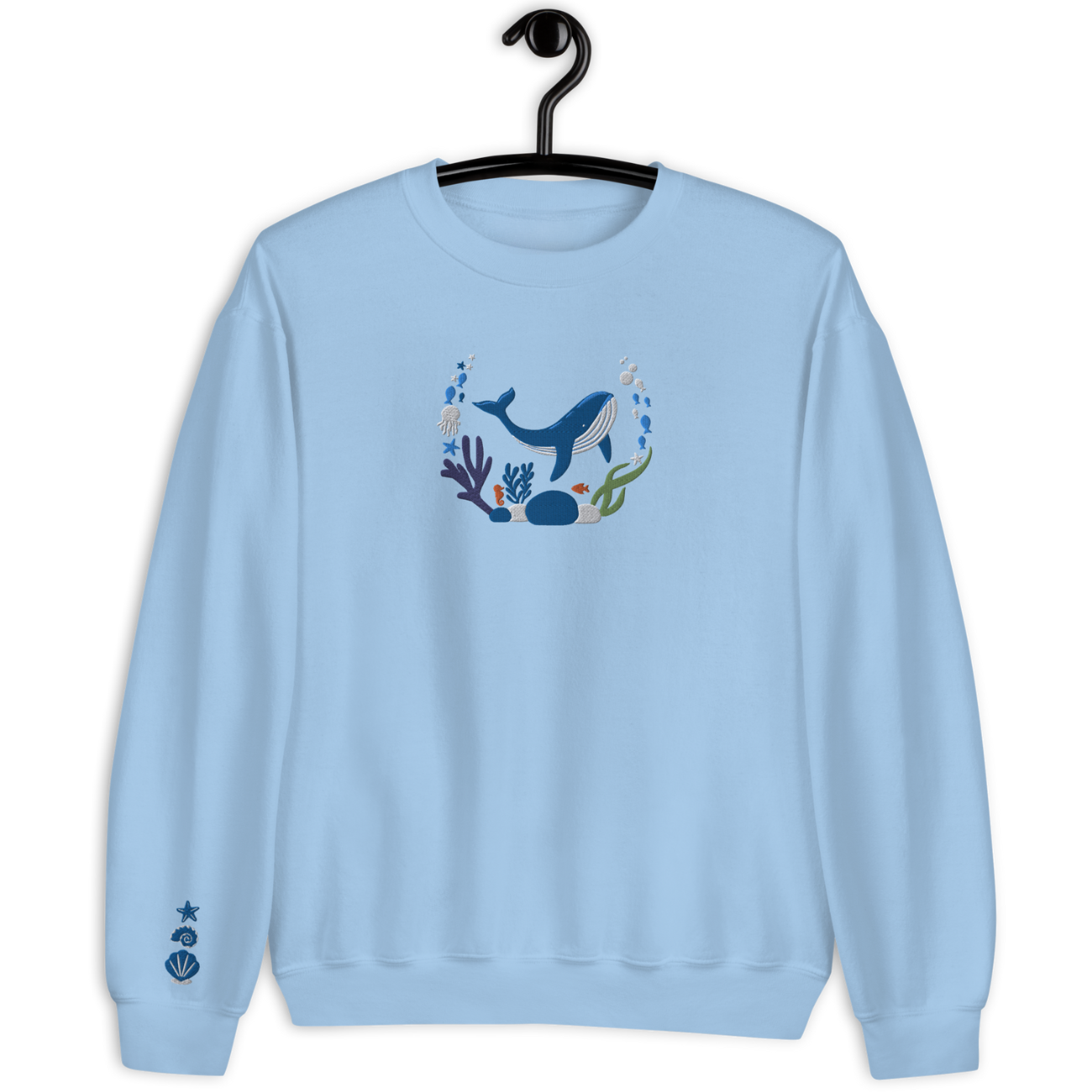 Blue Whale Embroidery Sweatshirt