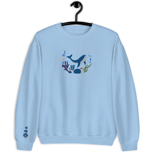 Blue Whale Embroidery Sweatshirt