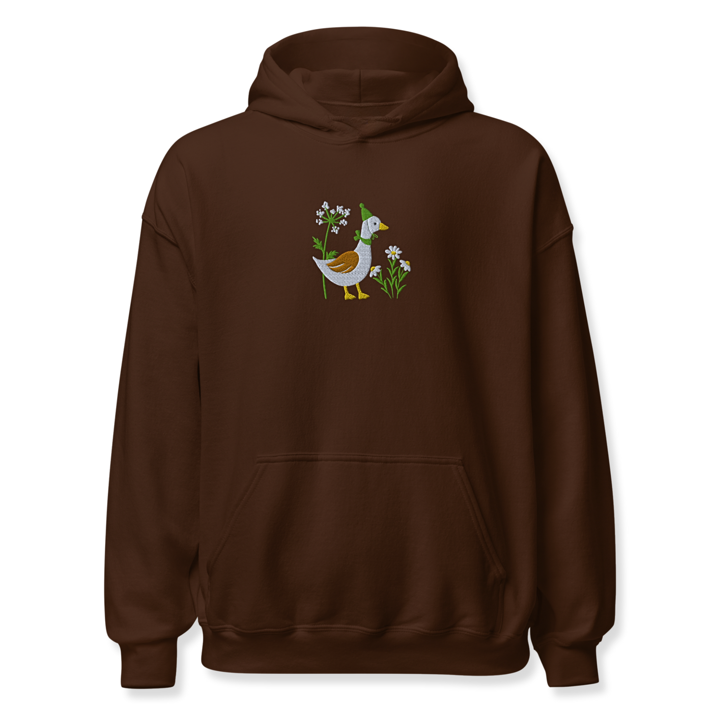 Duck with Daisy Embroidery Unisex Hoodie