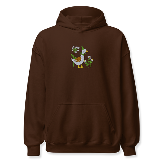 Duck with Daisy Embroidery Unisex Hoodie