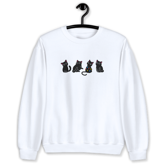 Black Four Cats Embroidery Sweatshirt