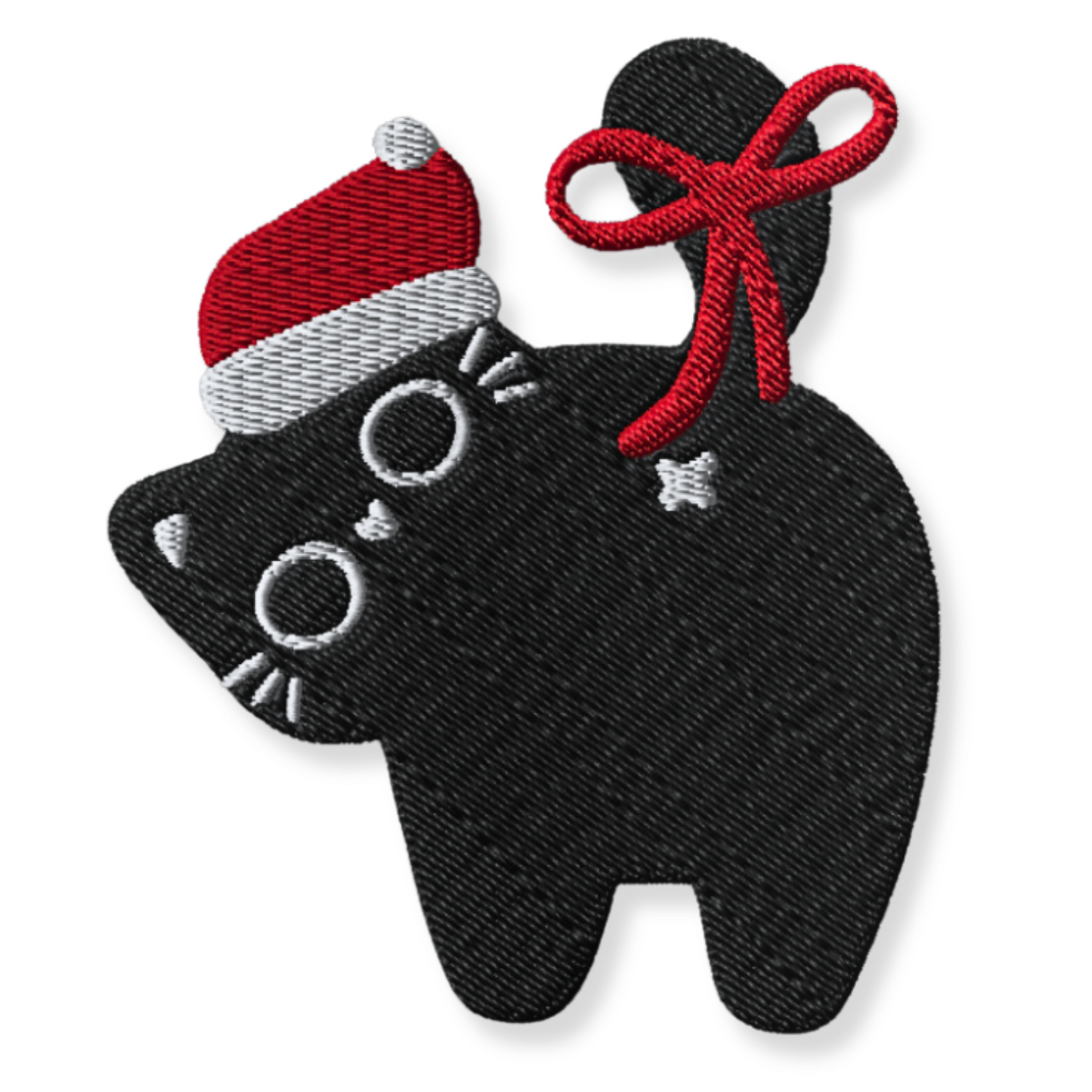 Black Cat with Santa Hat Embroidery Unisex Sweatshirt